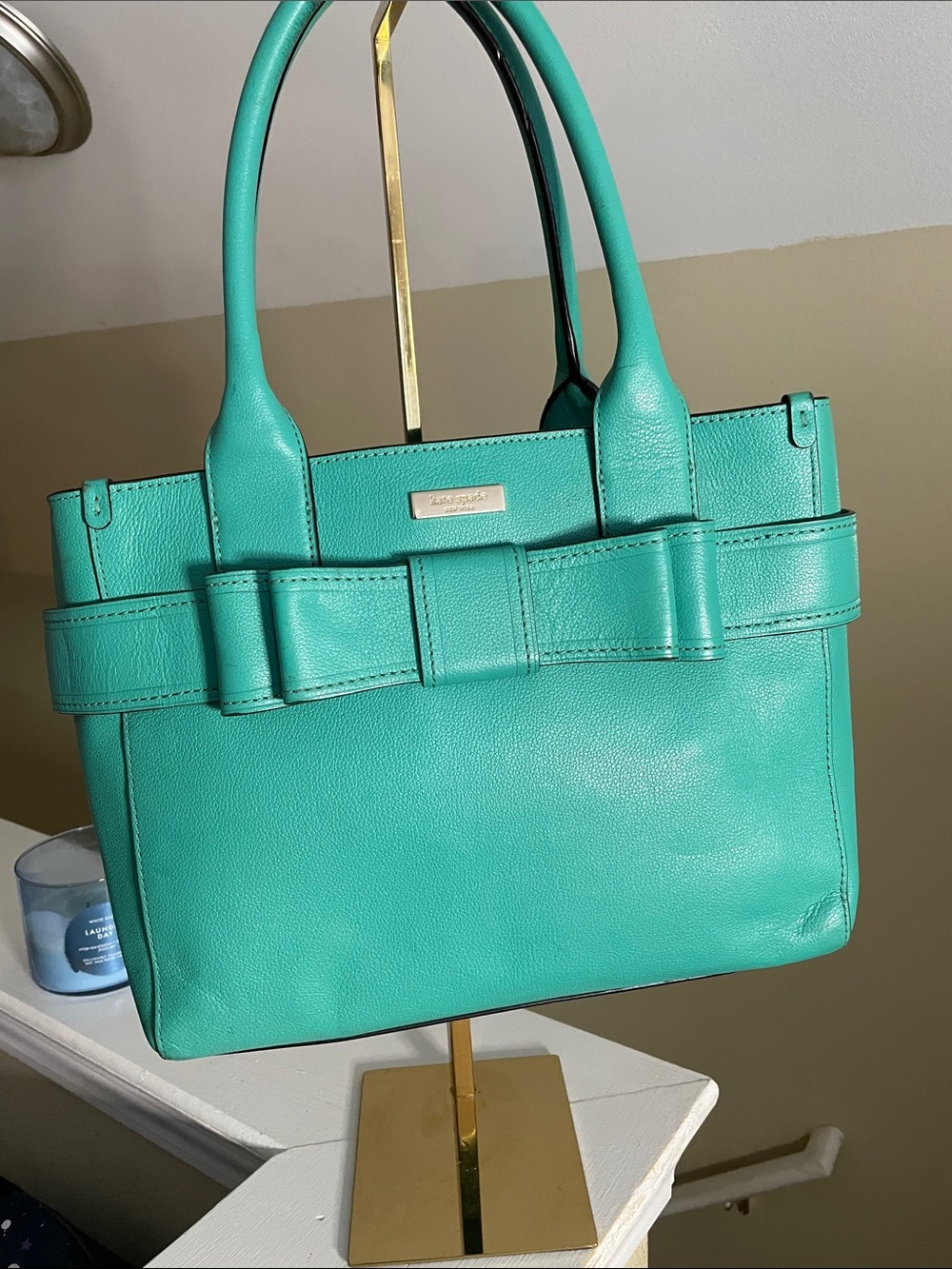 kate spade Teal Bow-Front Leather Tote